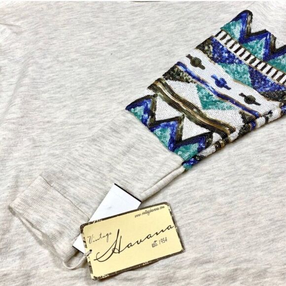 NWT! Vintage Havana Sequined Sweatshirt Top - Picture 3 of 6